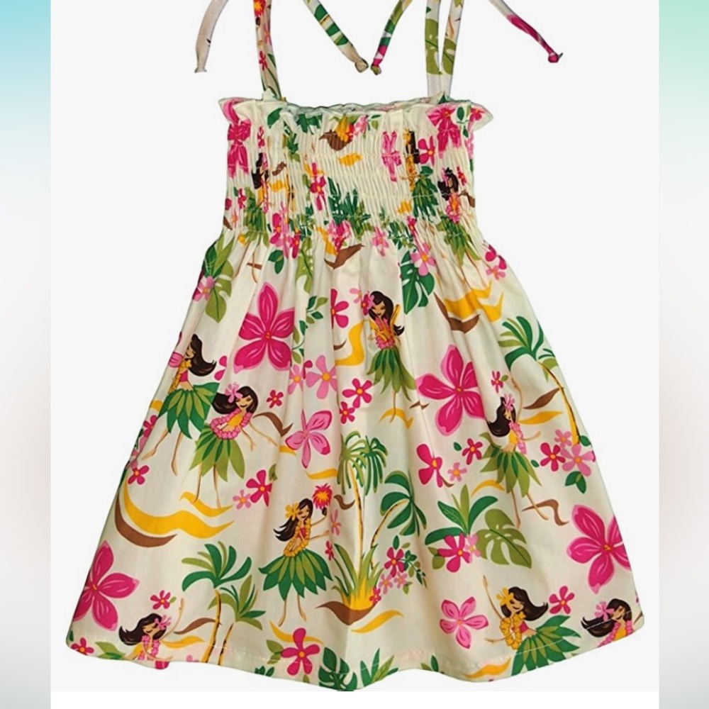 RJC Girl's Hula Girl Fun Hawaiian Smocked Dress